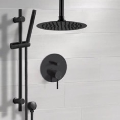 Matte Black Ceiling Rain Shower System with Handheld, Rainfall Shower Head, Shower Faucet Set